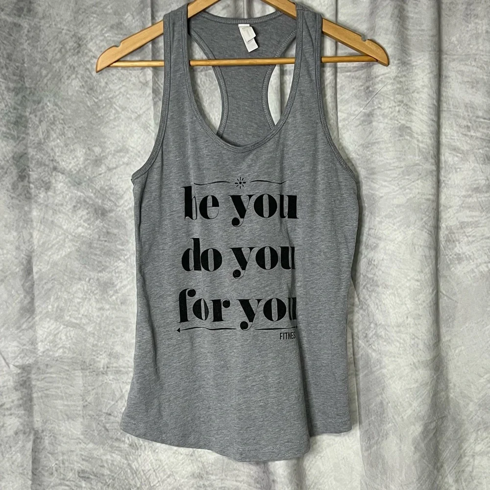 Fitness Tee Co 🌟2/$20 Gray Be You Do You For You Racerback Tank Top - LG - Picture 6 of 9